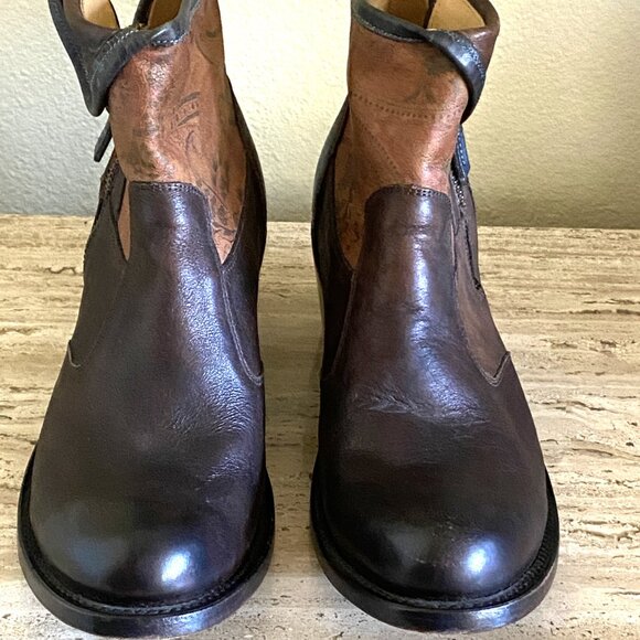 J.B. DILLON LEATHER FLORAL DETAIL WESTERN ANKLE BOOTS SIZE: 8 - Picture 1 of 9